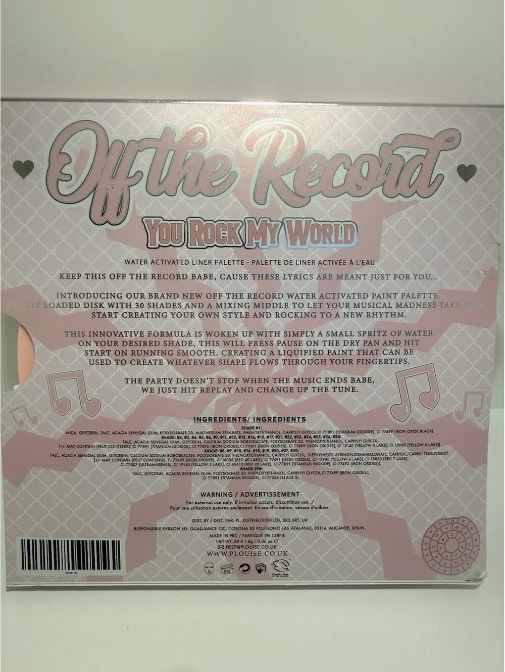 P Louise Off The Record Water Activated Paint Palette~ You Rock My World~BNIB